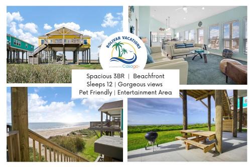 Port Bolivar House | Splash Spacious 3BD 3bath Beachfront! Steps to Beach!