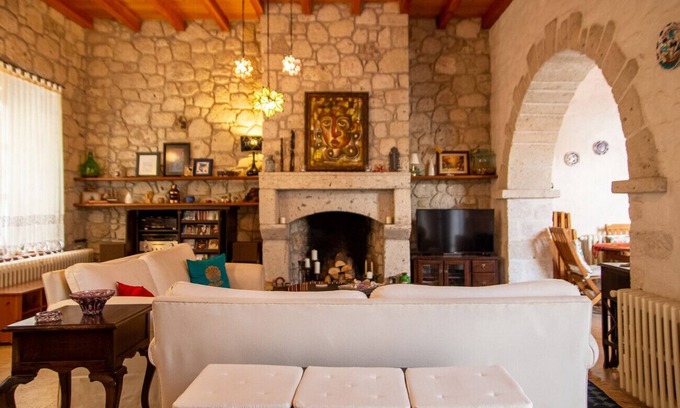Urla Villa | Stonehouse with Backyard and Fireplace in Alacati