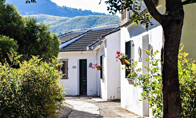 Montecorto Apartment | 'Studio Romantic Paradise 2' with Mountain View, Pool, Wi-Fi & Garden