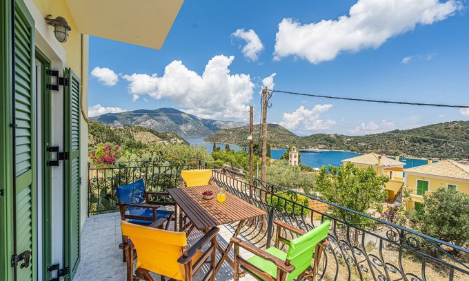 Vathy Apartment | Studio 'Veronis 3' with Sea View, Shared Pool & Wi-Fi