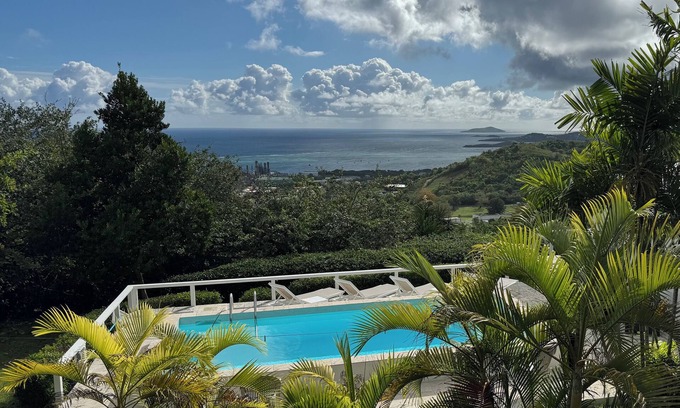 Orange Grove House | Stunning 4BRM Villa w Pool & Buck Island view near Town