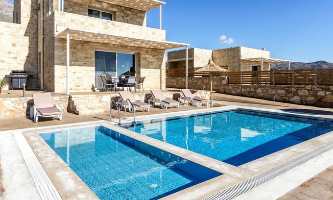 Triopetra Villa | Stunning private villa for 8 people with A/C, WIFI, private pool, TV, patio and parking