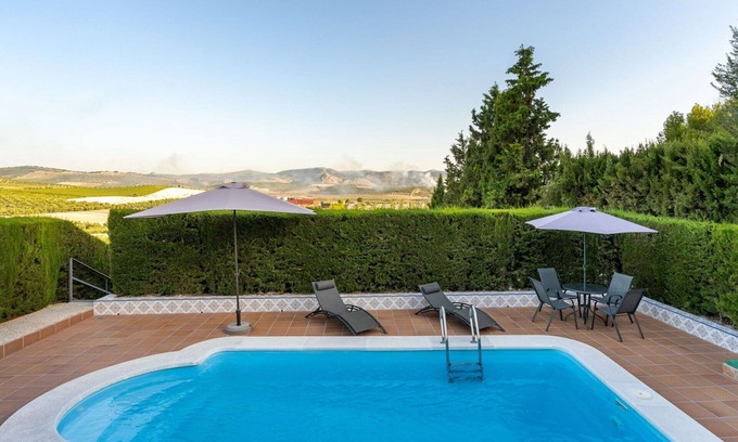Baena House | Stunning private villa for 6 guests with WIFI, A/C, private pool, TV and terrace