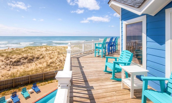 Frisco House | SUMMER SAVINGS- Oceanfront w Pool, Hot Tub, Elevator, Game Rm, Easy Beach Access