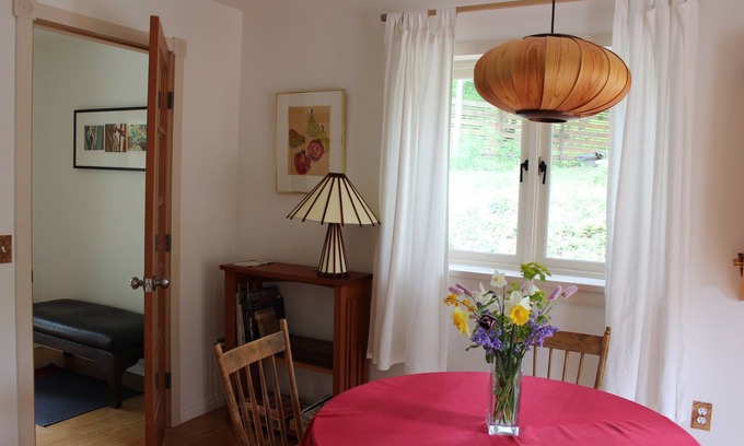 Ganges Apartment | Sunny quiet self-contained patio suite near Ganges on Salt Spring Island.