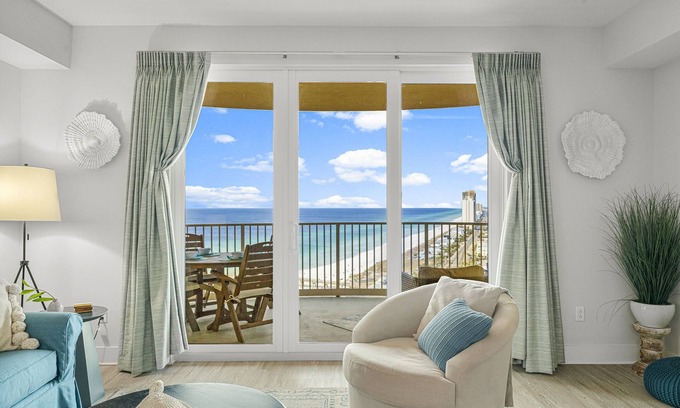 Panama City Beach Condo | Sunset and Gulf View - Bunk Beds - Private Beach Access -