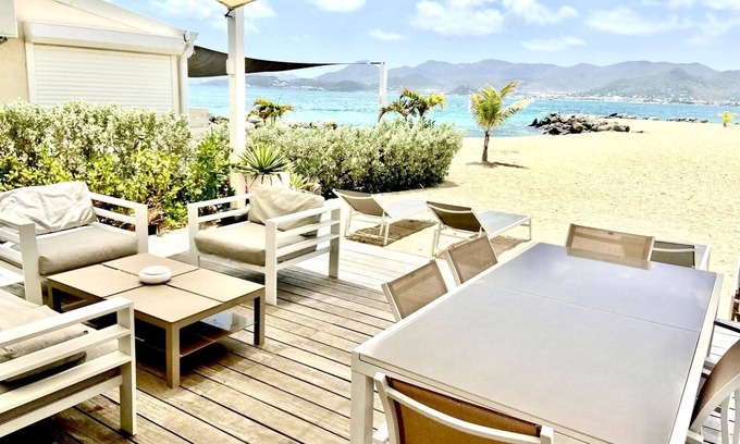 Nettle Bay Condo | SXM Luxury Beachfront Condo On The Beach sea view Tropical Garden Pools Tennis