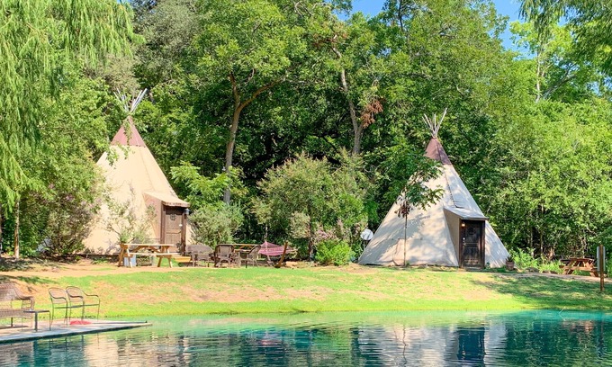 Seguin Cottage | Teepee 4 is a Peaceful Waterfront Teepee with Hammock and Firepit