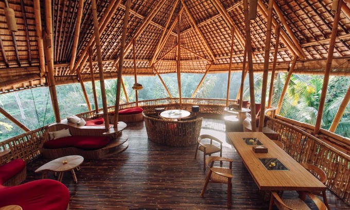 Abiansemal Villa | Temple House 3bds Eco Bamboo House Pool River View