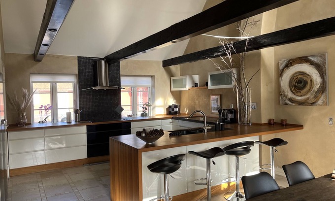 Udsholt Other | Thatched house of 360 m². 1 km from the beach. Campfire place and large lawn.