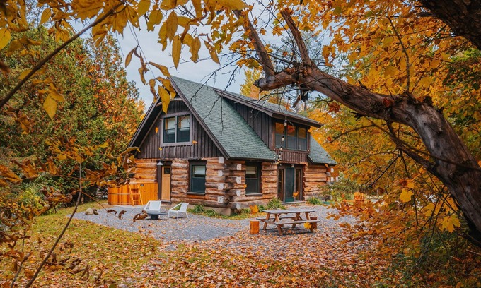 Upper Jay Cabin | The Log Cabin at Warner's Camp: Hot Tub, Sauna & Swimming Hole