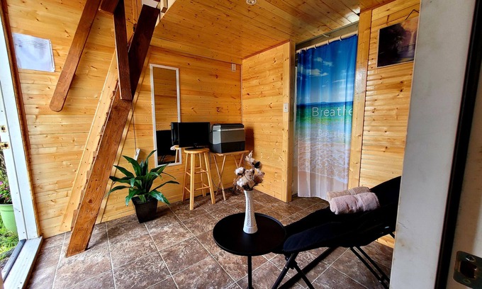 Fern Forest Cabin | tiny home 1- with kitchen equipped with essentials near at the Volcano Park!