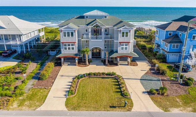 North Topsail Beach House | Topsail Manor - 8 Bed Oceanfront Home Perfect for Large Groups and Weddings!