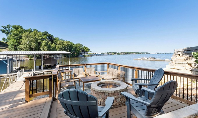 Osage Beach House | Trendy Lake House w/Dock, Hot Tub, Fire Pit, Martini Deck, Bar&Grill Room