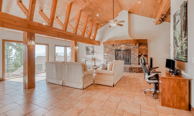 Incline Village Villa | Two-story lakeview villa with two kitchens, patio, firepit, & multi-level deck
