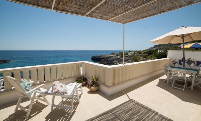 Marina di Novaglie House | Typical dwelling with terrace facing the sea 30mt from the beach Novaglie