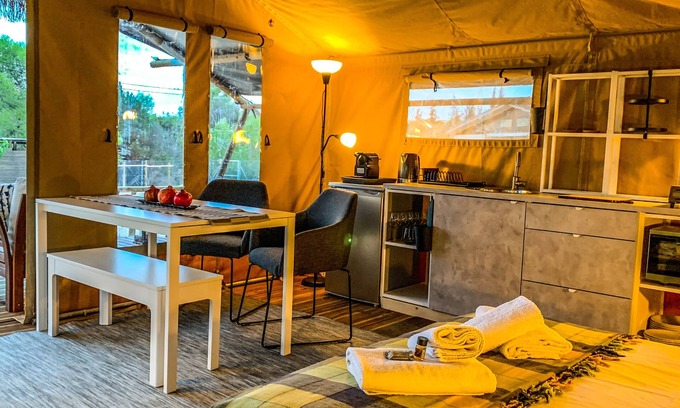 Petrothalassa RV Rental | Unique African Safari Lodge Tent with Sea View