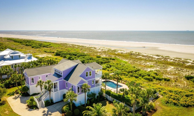 Isle of Palms House | Upscale Oceanfront Home + Private Pool + Family Friendly