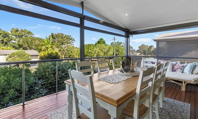 Tin Can Bay House | Views of the bay from this modern townhouse with pool!