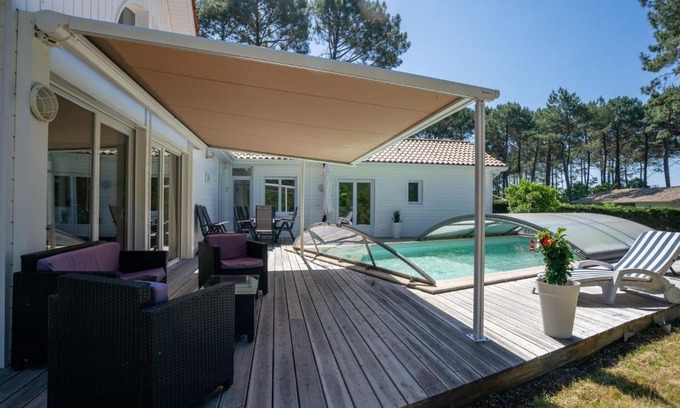 Biscarrosse House | Villa à Biscarrosse - 8 pers, Piscine couverte, Jardin, Proche Golf - FR-1-521-135