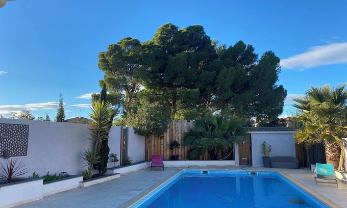 Serignan Villa | Villa Clemati, 140m2, Climatisation, Piscine 11m/5, 4 Chambres, Plage à 4 km