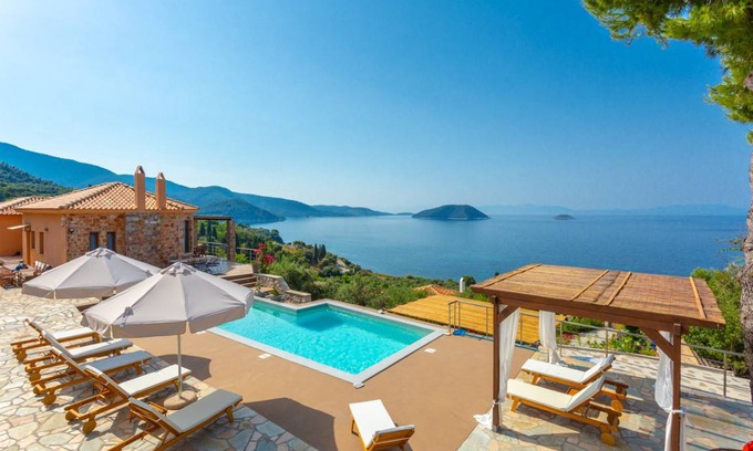 Xanthi Region Villa | Villa Diona: Large Private Pool, Walk to Beach, Sea Views, A/C, WiFi