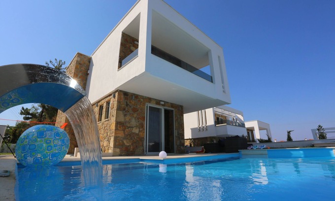 Pefkochori Villa | Villa Douglas - Private Pool, BBQ, 4 Bdrms, View