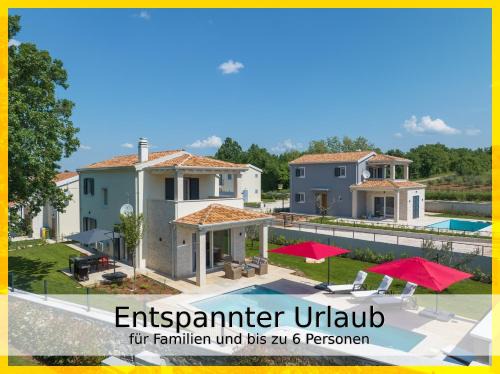 Tinjan Villa | Villa Falco für Familien, bis 6 Personen, 3 Schlafzimmer mit Bad en Suite, Pool mit Loungebereich, Grillterrasse, schnellem Wlan, 2 Parkplätze,