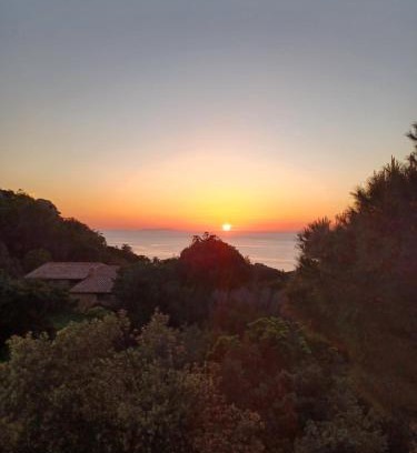Trinita d'Agultu e Vignola House | Villa La Lecceta surrounded by greenery and sea view with sunset