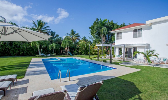 Los Lagos Villa | Villa Los Lagos, Spacious Family Priate Patio w/BBQ and close to Minitas Beach