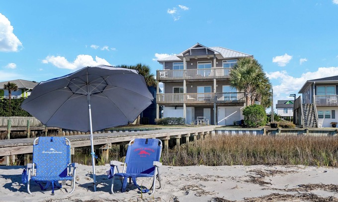 Topsail Beach House | Waterfront 4-bedroom house on Topsail Island. Private sandbar/bring your boat!