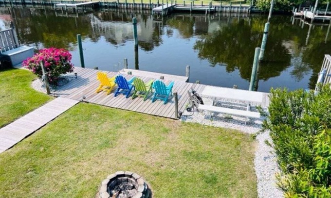 Colington Harbour House | Waterfront! Hot Tub, Game Room,Theater Room, Kayaks, SUPs, FirePit, YMCA! DogsOK