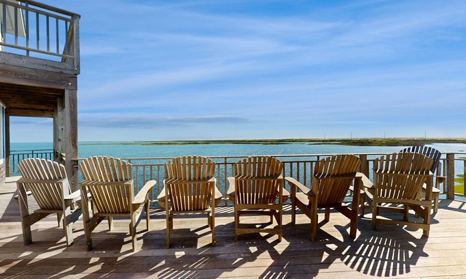 Buxton House | Waterfront house with private hot tub, pool, ocean view, & AC - walk to dining