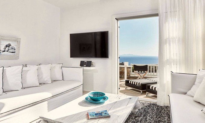 Elia Villa | Wonderful Mykonos Villa | Exclusive Guestroom Sea View | 1 Bedroom | Beautiful Sea Views & Intimate Interior | Elia Beach