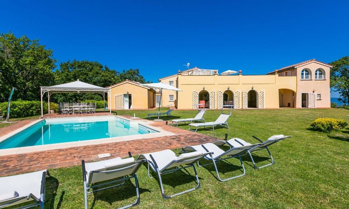 Cecina Valley Villa | Wonderful private villa with A/C, WIFI, private pool, TV, patio, pets allowed and panoramic view