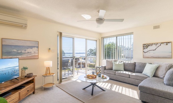 Nelson Bay Apartment | Yarramundi, 4,47 Magnus Street - air conditioned unit with air con, wi-fi, water views and close to town