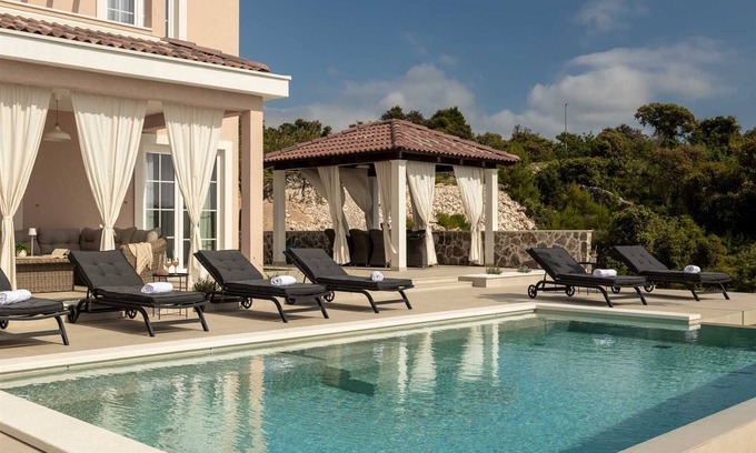 Dvornica Villa | Your Seaview Haven for 8 with Saltwater Pool, close to beaches