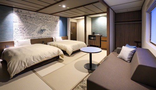 Modern Japanese-style Twin Room, with Shared Hot Spring Access