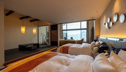 Seimei Guest room with open-air bath and sauna overlooking Mt. Fuji and Suruga Bay