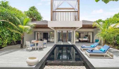 Beach Pool Villa DELUXE, Living space, large sandy beach, daily free flow chocolate hour, free snorkeling gear & non-motorized water sports