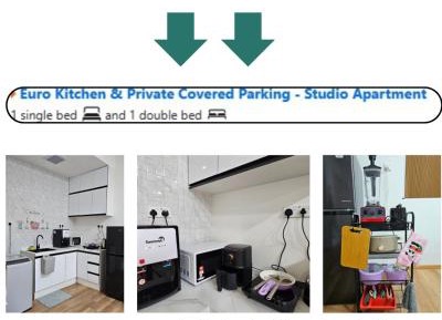 Euro Kitchen & Private Covered Parking - Studio Apartment 