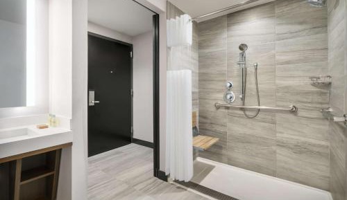 Double Room with Two Double Beds and Roll-in Shower - Mobility Access