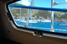 Simpson Bay Boat Rental | Saint Martin. Cabin on boat on anchor