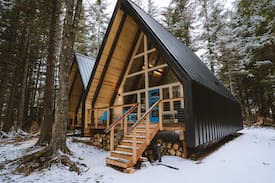 Lowell Point Cabin | Ocean view A-Frame Cabin (Salted Roots) Blue Door