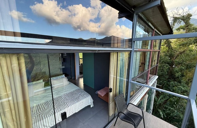 Glass house with private pool