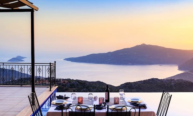 Kas Villa | Villa tepe ev kalkan manzaralı süper lüks villa