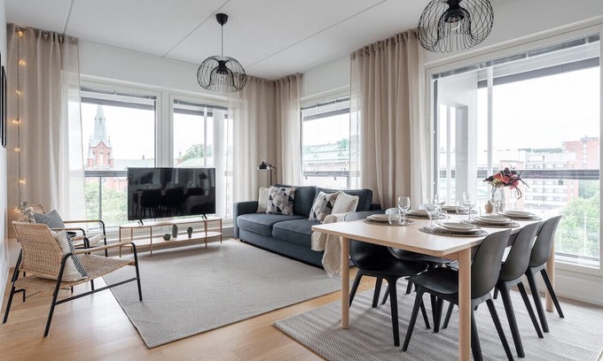 Tampere Apartment | Modern Apartment with Sauna & Large Balcony
